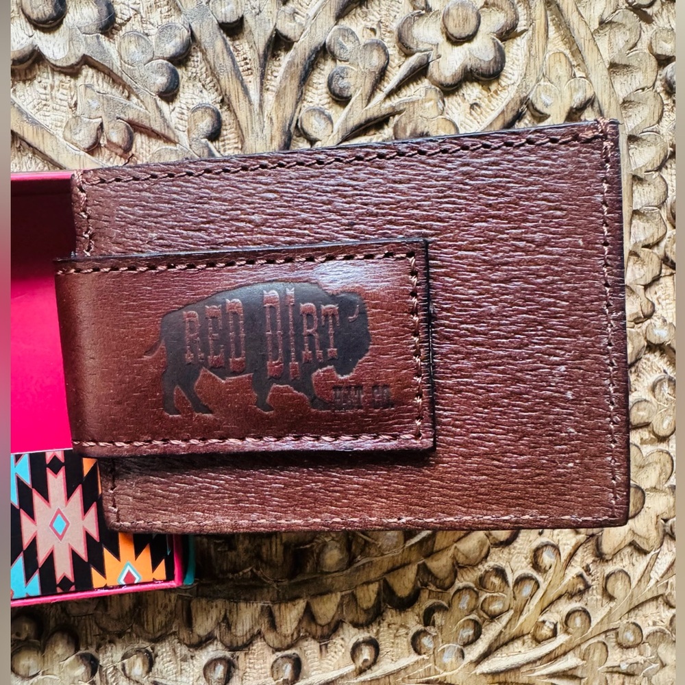 Red Dirt Hat Company Brown and Multicolor Card Holder and Money Clip NWT - Picture 5 of 7